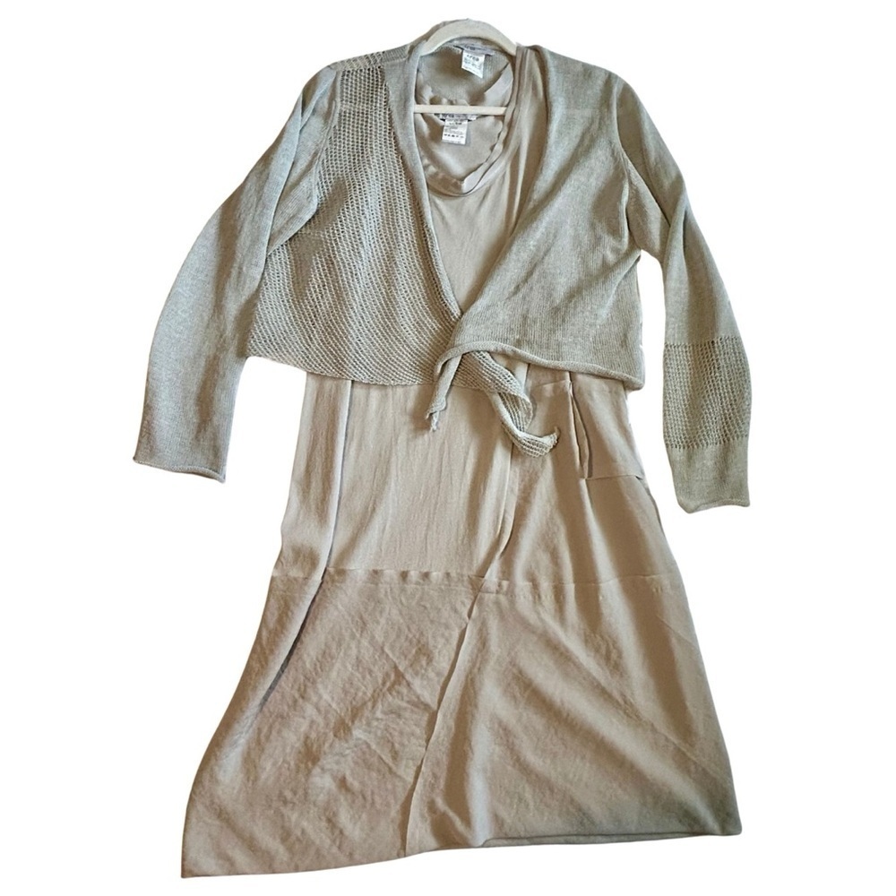 Crea Concept 2-Piece Asymmetrical Dress & Tie-Front Cardigan Set